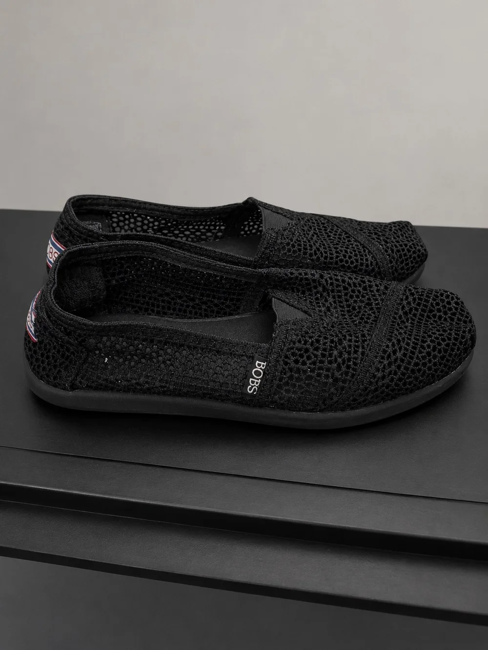 BOBS from Skechers Black Knit Flats Slip On